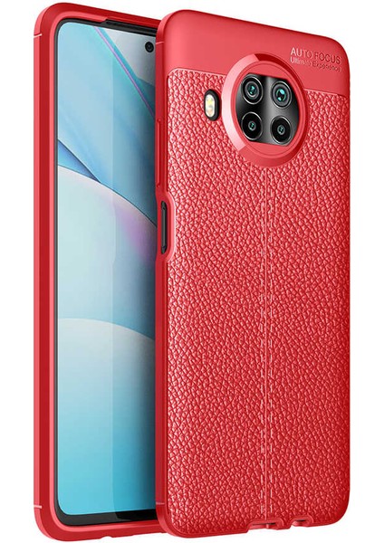 Xiaomi Redmi Note 9 Pro 5g Kılıf Deri Dokulu Kamera Korumalı Silikon - Kırmızı