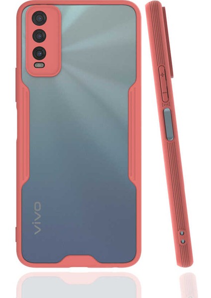 Vivo Y20S Kılıf Arkası Mat Kamera Korumalı Silikon - Pembe