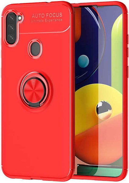 Galaxy A11 Kılıf Yüzüklü Silikon Range - Kırmızı