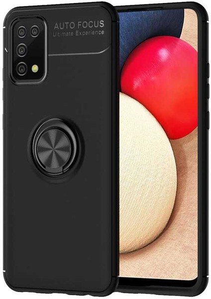 Galaxy A02S Kılıf Yüzüklü Silikon Range - Siyah