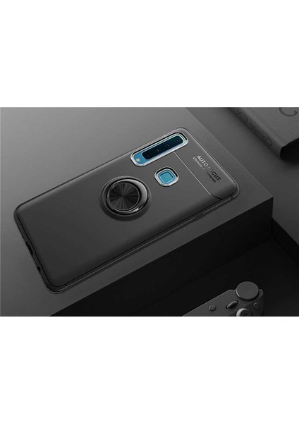Galaxy A9 2018 Kılıf Yüzüklü Silikon Range - Siyah