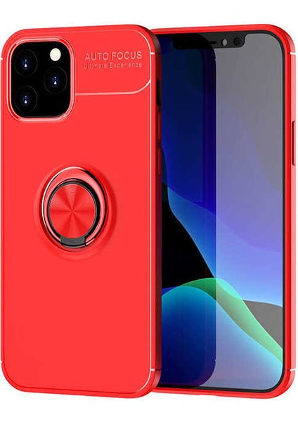 Apple iPhone 12 Pro Max Kılıf Yüzüklü Silikon Range - Kırmızı