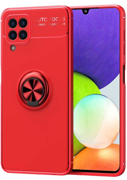 Galaxy M22 Kılıf Yüzüklü Silikon Range - Kırmızı
