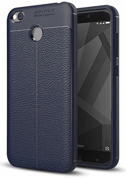 Xiaomi Redmi 4x Kılıf Deri Dokulu Kamera Korumalı Silikon - Lacivert