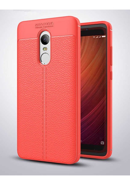 Xiaomi Redmi Note 4x Kılıf Deri Dokulu Kamera Korumalı Silikon - Kırmızı