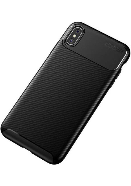Apple iPhone x Kılıf Karbon Dokulu Silikon - Siyah