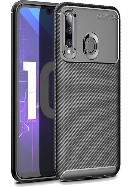Huawei Honor 20 Lite Kılıf Karbon Dokulu Silikon - Siyah