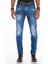CD502 Paçaları Fermuarlı Yıkamalı Mavi Erkek Dar Jeans 2