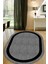 Gri - Siyah Çizgili Oval Halı (Makinada Yıkanabilir Kaymaz Dot Taban) - CP1327-2 1