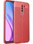 Xiaomi Redmi 9 Kılıf Deri Dokulu Kamera Korumalı Silikon - Kırmızı 1