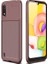 Galaxy A01 Kılıf Karbon Dokulu Silikon - Kahverengi 1