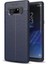 Galaxy Note 8 Kılıf Deri Dokulu Kamera Korumalı Silikon - Lacivert 1