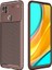 Xiaomi Redmi 9c Kılıf Karbon Dokulu Silikon - Kahverengi 1