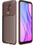 Xiaomi Redmi 9 Kılıf Karbon Dokulu Silikon - Kahverengi 1