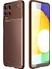 Galaxy A22 4g Kılıf Karbon Dokulu Silikon - Kahverengi 1
