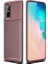Galaxy S20 Plus Kılıf Karbon Dokulu Silikon - Kahverengi 1