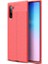 Galaxy Note 10 Kılıf Deri Dokulu Kamera Korumalı Silikon - Kırmızı 1