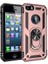 Apple iPhone 5 Kılıf Tank Yüzüklü Yüksek Korumalı Silikon - Rose Gold 1