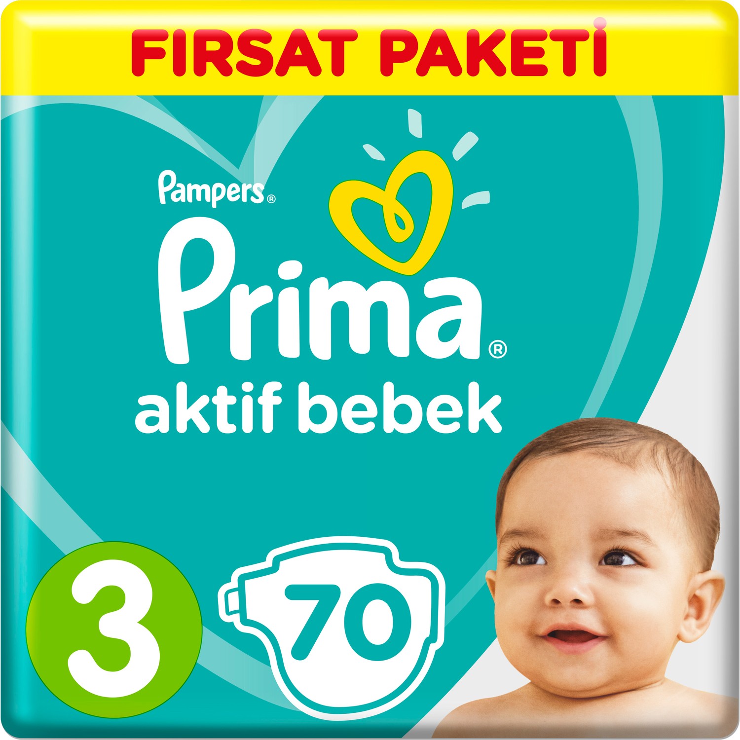 prima bebek bezi aktif bebek 3 beden 70 adet midi firsat fiyati