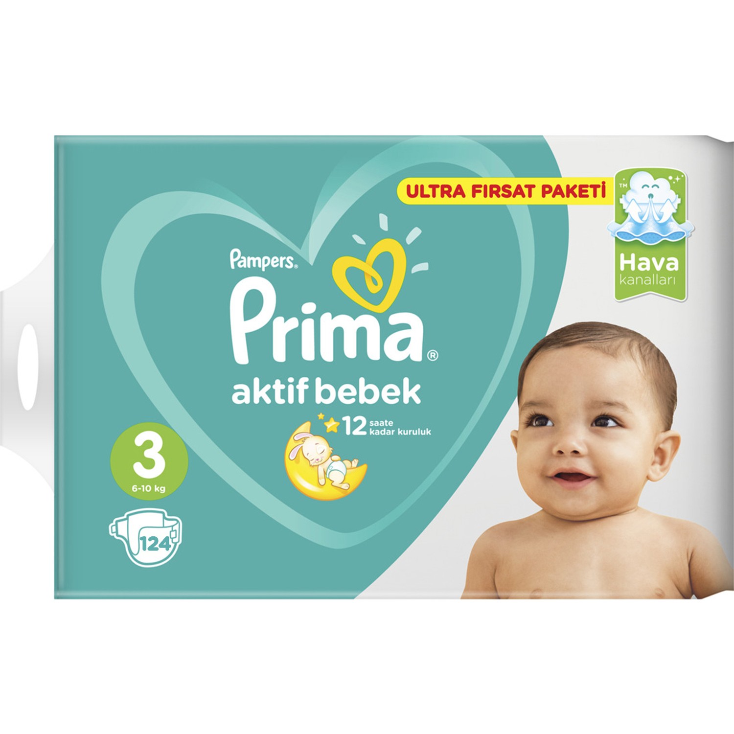 Prima Bebek Bezi Aktif Bebek 3 Beden 124 Adet Midi Ultra
