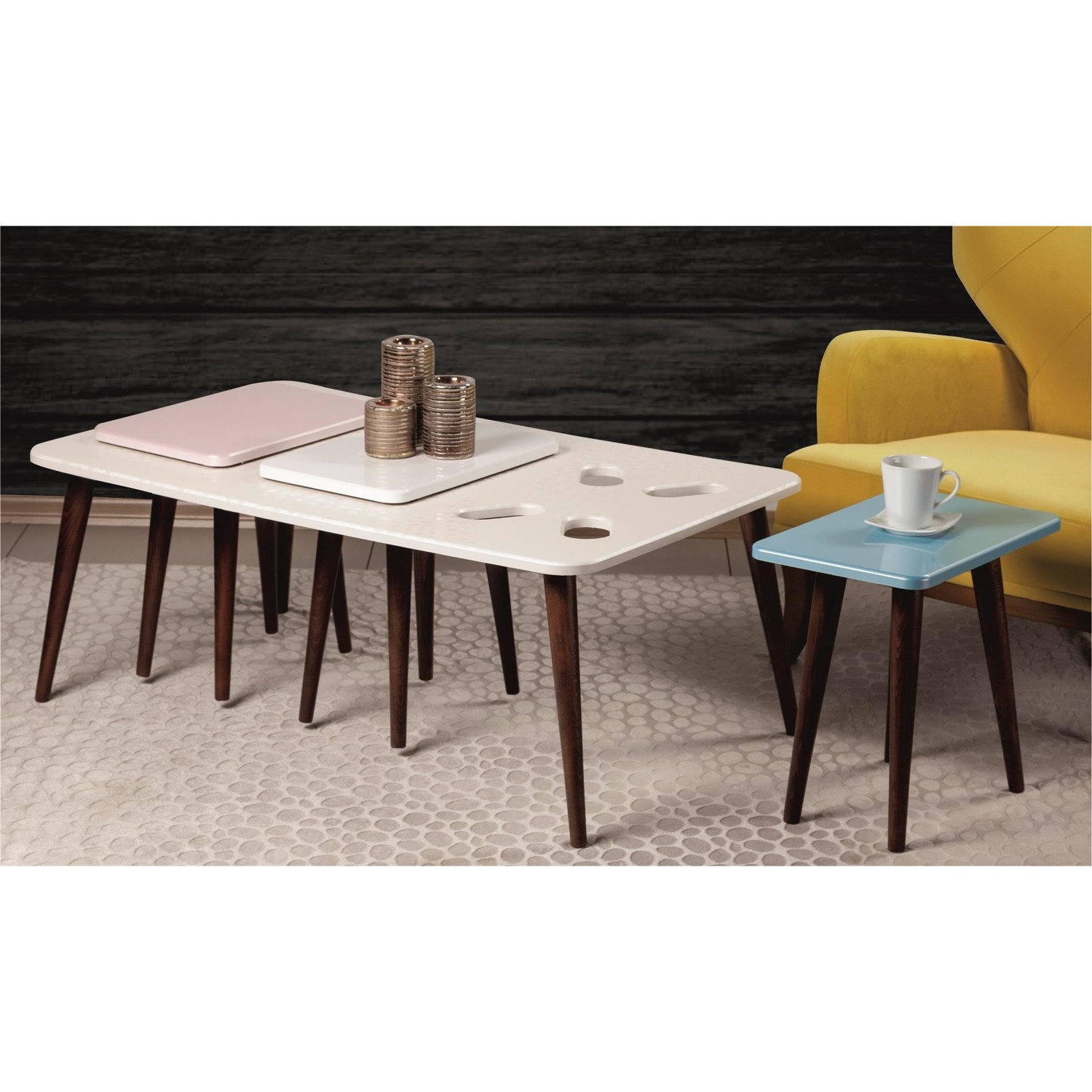 Renk Mobilya Orta Sehpa Petek Beyaz (PembeBeyazMavi) Fiyatı