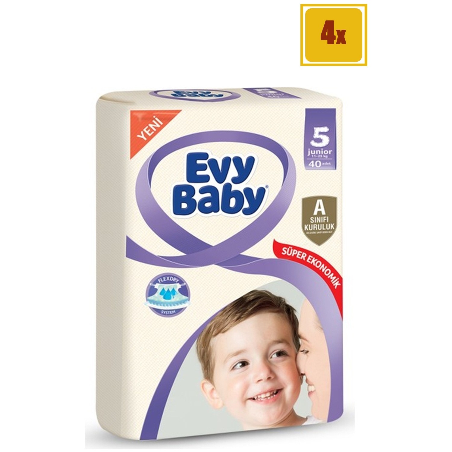 Evy Baby Bebek Bezi 5 Beden Junior Dev Paket 40� lı 4�Lü