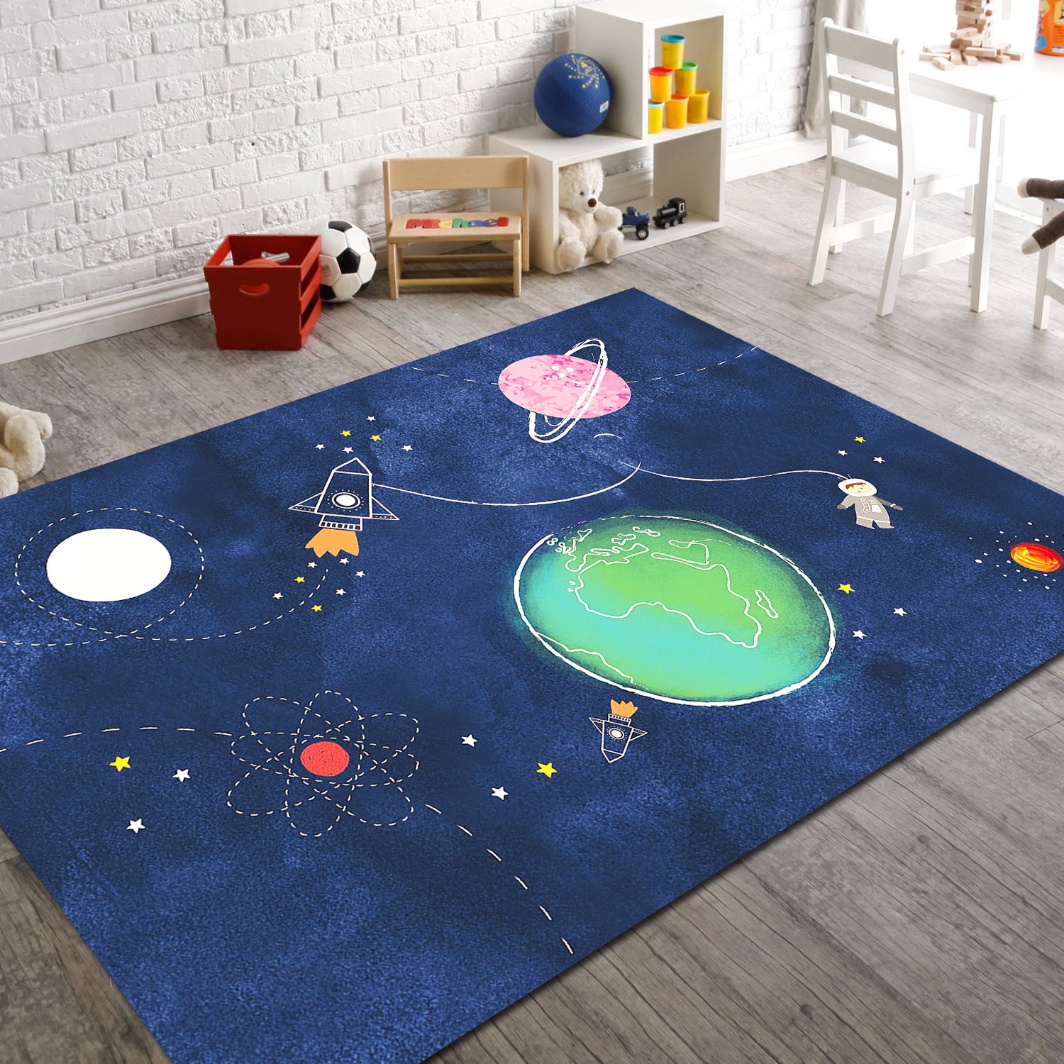 veronya uzay desenli kaymaz taban cocuk odasi halisi 80x140 fiyati