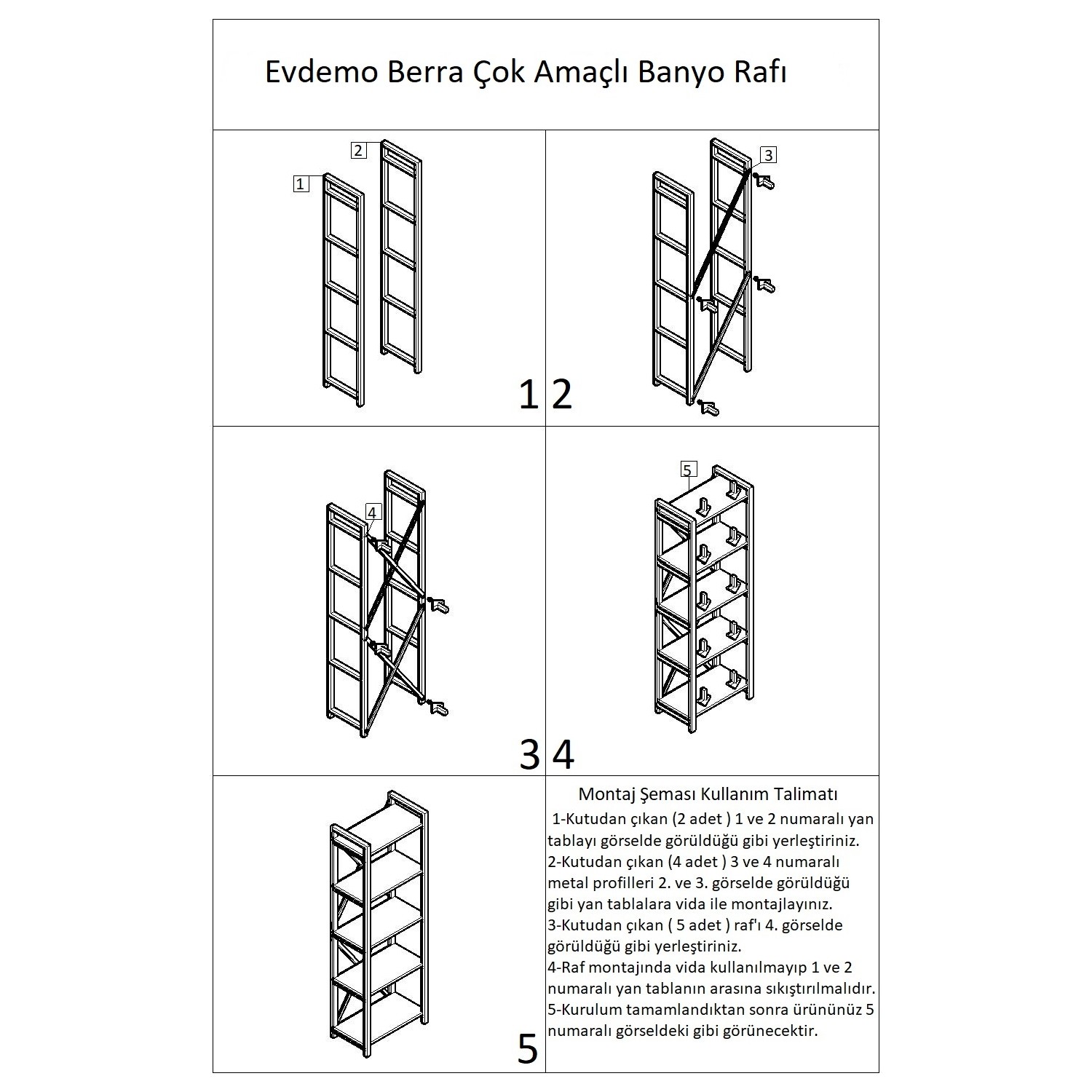 Evdemo Berra Metal Çok Amaçlı Banyo Rafı Beyaz Fiyatı