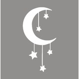 New Jargon Ay ve İp ile Sarkıtılmış Yıldızlar Sticker Yapıştırma Yeşil