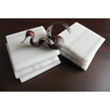 İmmature Design Zebra Beyaz Mermer Kare 6'lı Bardak Altlığı