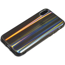 Case 4U Apple iPhone X Kılıf Renkli Sert Silikon Dome Arka Kapak Siyah