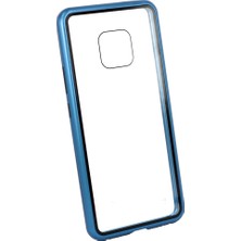 Case 4U Huawei Mate 20 Pro Kılıf 360 Tam Koruma Arkası Cam Şeffaf Mıknatıslı - Devrim Mavi