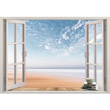 Renkselart Pencere Sahil Kumsal Duvar Sticker