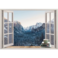 Renkselart Pencere Dağ Orman Ağaçlar Duvar Sticker