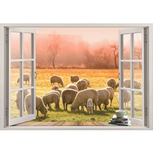 Renkselart Pencere Koyun Kuzu Duvar Sticker