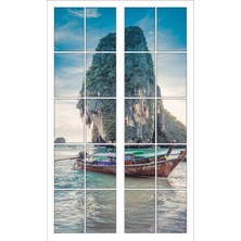 Renkselart Pencere Deniz Kayalık Tekne Duvar Sticker
