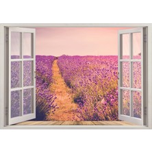 Renkselart Pencere Lavanta Tarlası Duvar Sticker