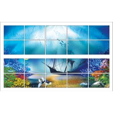 Renkselart Pencere Akvaryum Balıklar Deniz Dibi Batık Gemi Duvar Sticker