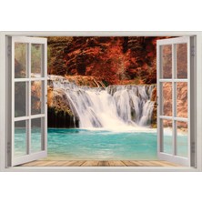 Renkselart Pencere Şelale Göl Duvar Sticker