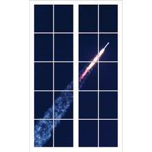 Renkselart Pencere Roket Uzay Duvar Sticker