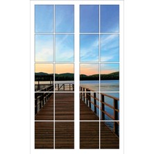 Renkselart Pencere Ahşap İskele Deniz kıyısı Duvar Sticker