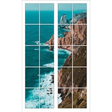 Renkselart Pencere Deniz Kıyısı Kayalık Duvar Sticker