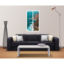 Renkselart Pencere Deniz Kıyısı Kayalık Duvar Sticker