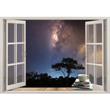 Renkselart Pencere Gece Yıldızlar Duvar Sticker