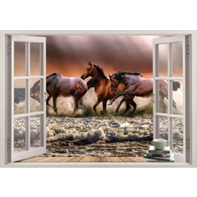 Renkselart Pencere Atlar Deniz Duvar Sticker