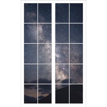Renkselart Pencere Yıldızlı Gökyüzü Gece Duvar Sticker