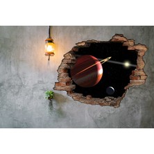 Renkselart Kırık Tuğla Gezegenler Uzay Boşluğu Yıldızlar Duvar Sticker