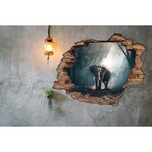 Renkselart Kırık Tuğla Fil Orman Duvar Sticker