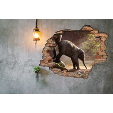 Renkselart Kırık Tuğla Fil Yavrusu Duvar Sticker