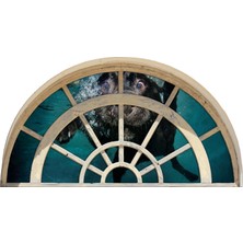 Renkselart Pencere Yüzen Köpek Deniz Duvar Sticker